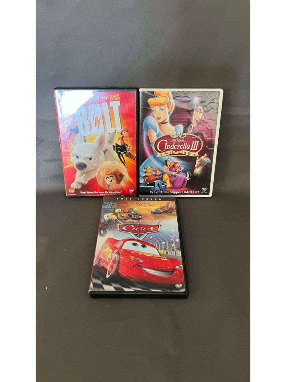 Disney DVD Bundle: Bolt Cinderella III & Cars Full-Screen Edition